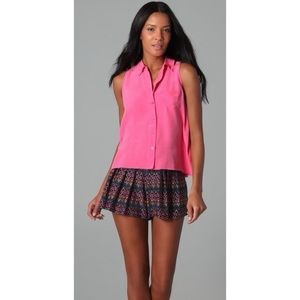 Equipment 100% Silk Signature Sleeveless Blouse in Hot Pink